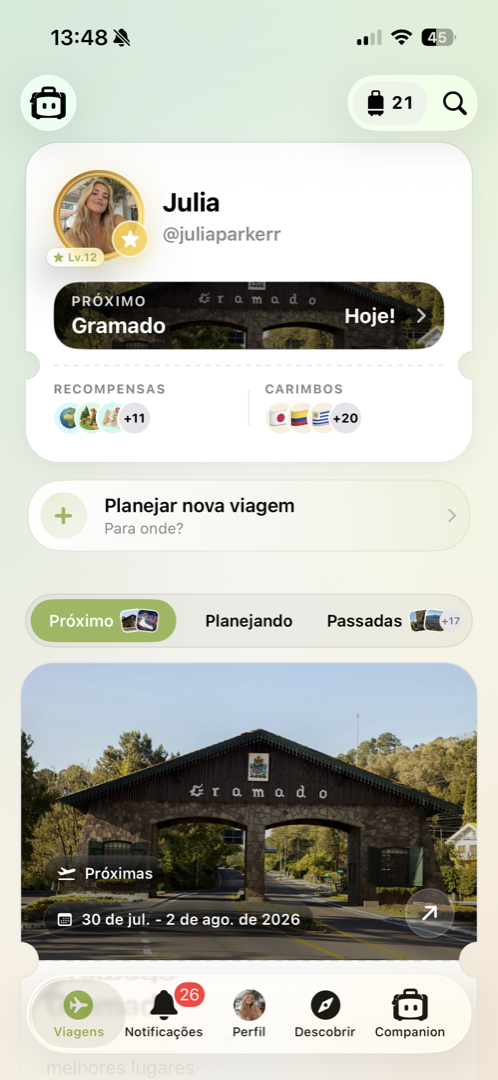 Tela do app Triplly com o roteiro do dia